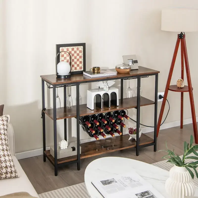 Industrial Wine Rack Wine Bar Cabinet with Storage Shelves-Brown
Industrial Wine Rack Wine Bar Cabinet with Storage Shelves-Brown