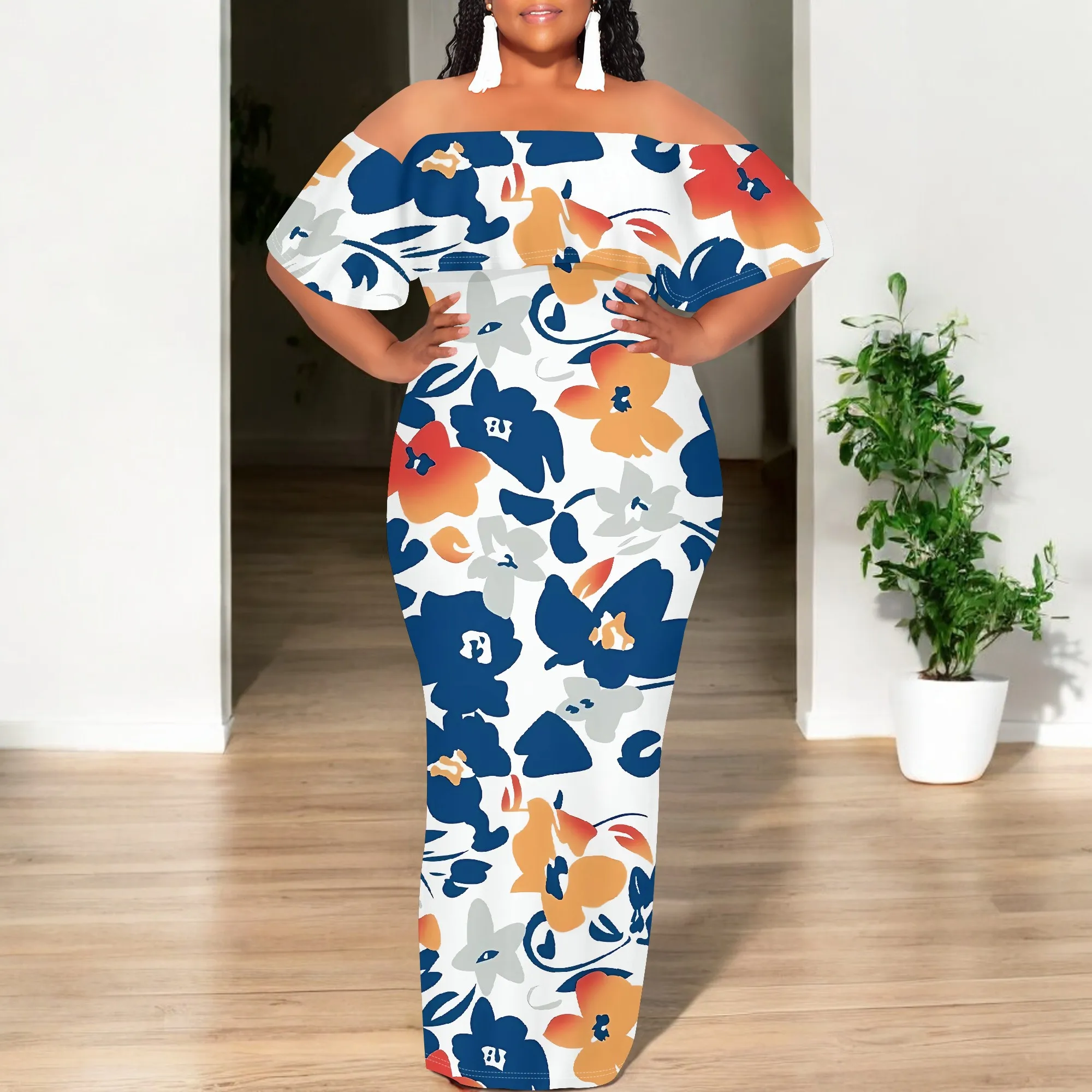 Women's Tight Hips-Wrapped Geometric Off-Shoulder Ruffle Short Sleeve Dress Vibrant Cultural Party Casual Maxi Dress
Women's Tight Hips-Wrapped Geometric Off-Shoulder Ruffle Short Sleeve Dress Vibrant Cultural Party Casual Maxi Dress