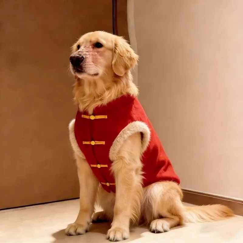 Red Tang Suit Dog Coat for Large Dogs, Plush Fleece Warm Winter Jacket for Golden Retriever Labrador, Festive Pet Clothes
Red Tang Suit Dog Coat for Large Dogs, Plush Fleece Warm Winter Jacket for Golden Retriever Labrador, Festive Pet Clothes