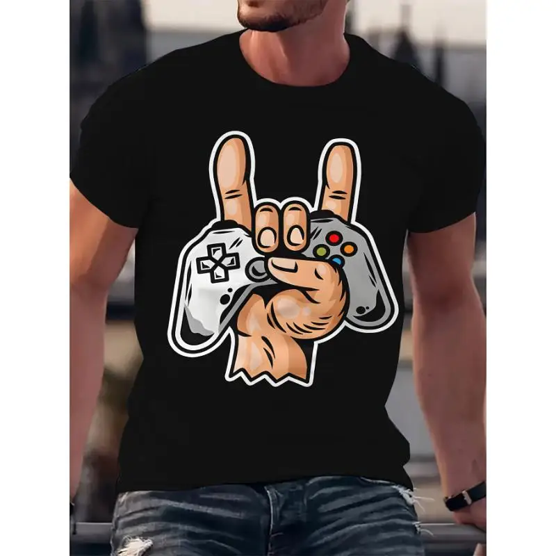 Funny T-shirt Men Women Unisex Gamer Rock and Roll Graphic Tee Casual Short Sleeve Video Game Controller Print Top
Funny T-shirt Men Women Unisex Gamer Rock and Roll Graphic Tee Casual Short Sleeve Video Game Controller Print Top