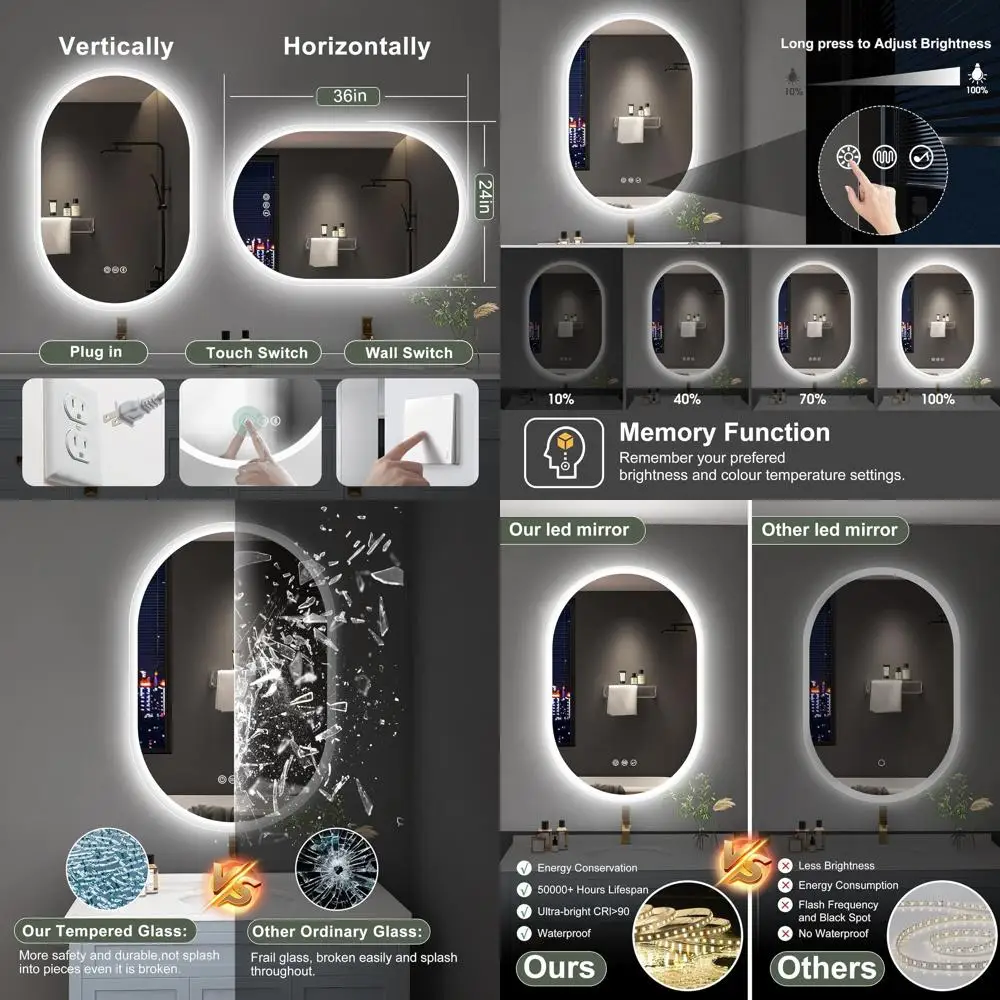 Овальное LED-зеркало 24x36 дюймов с подсветкой, функцией антизапотевания, Bluetooth-колонкой, 3 цветовыми температурами, регулируемой яркостью, водонепроницаемое, ударопрочное
Овальное LED-зеркало 24x36 дюймов с подсветкой, функцией антизапотевания, Bluetooth-колонкой, 3 цветовыми температурами, регулируемой яркостью, водонепроницаемое, ударопрочное