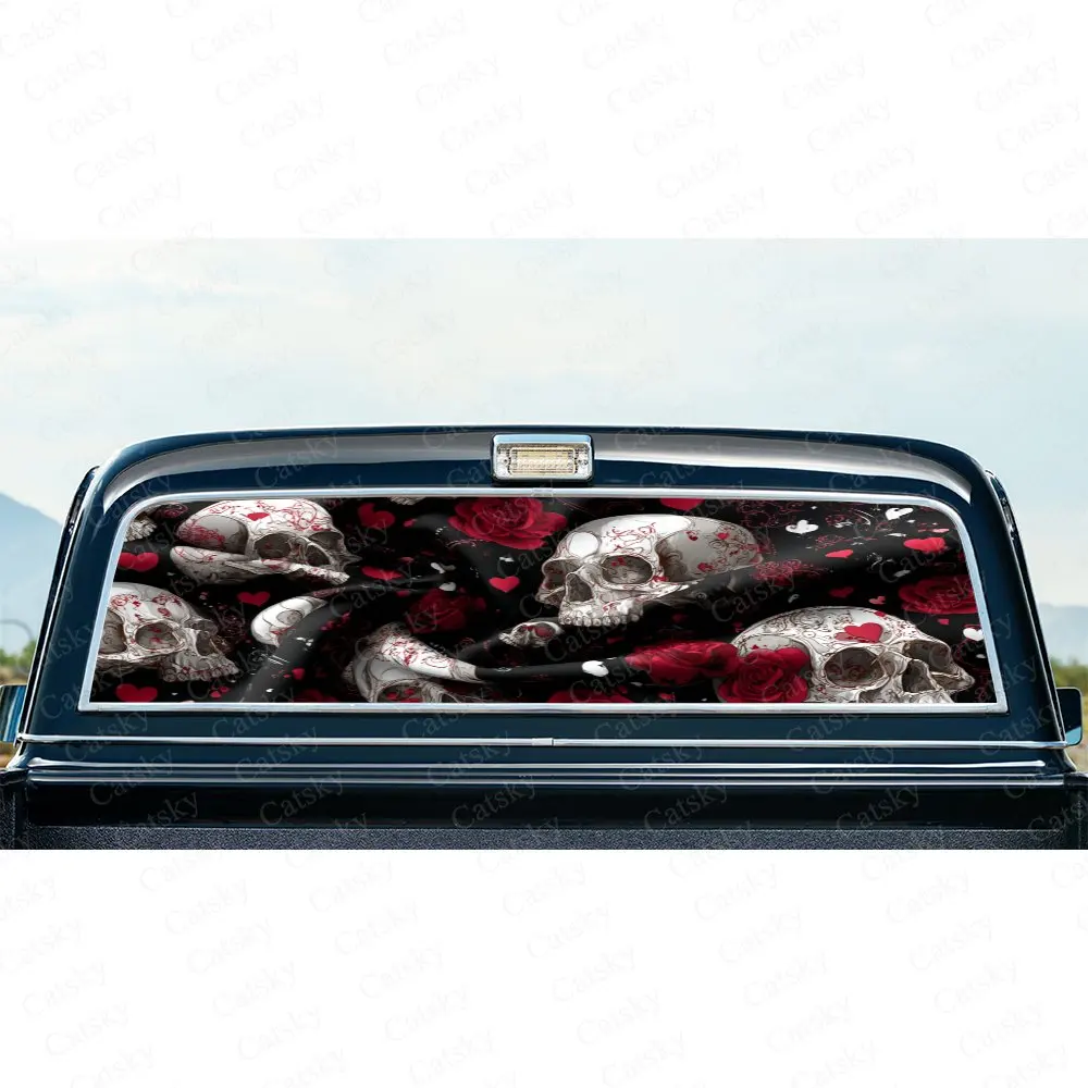 Red Rose Skull Heart Art Pattern PVC Perforated Car Vinyl Wraps, Durable Car Rear Windshield Sticker, Waterproof Car Rear Window
Red Rose Skull Heart Art Pattern PVC Perforated Car Vinyl Wraps, Durable Car Rear Windshield Sticker, Waterproof Car Rear Window