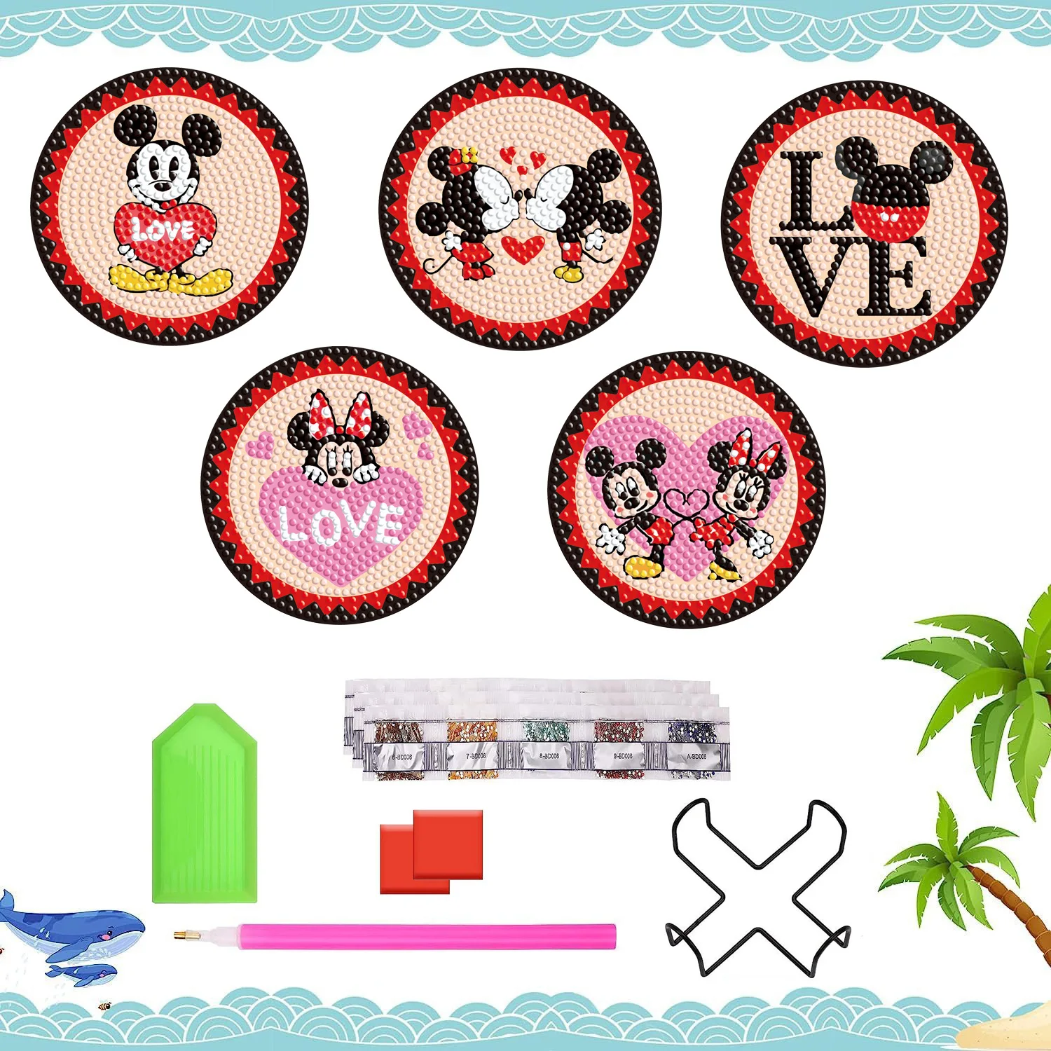 Mickey Mouse Love Theme Diamond Art Coasters Kit 5PCS DIY Rhinestone Painting Cup Mat with Holder for Beginners Adults Kids Craf
Mickey Mouse Love Theme Diamond Art Coasters Kit 5PCS DIY Rhinestone Painting Cup Mat with Holder for Beginners Adults Kids Craf