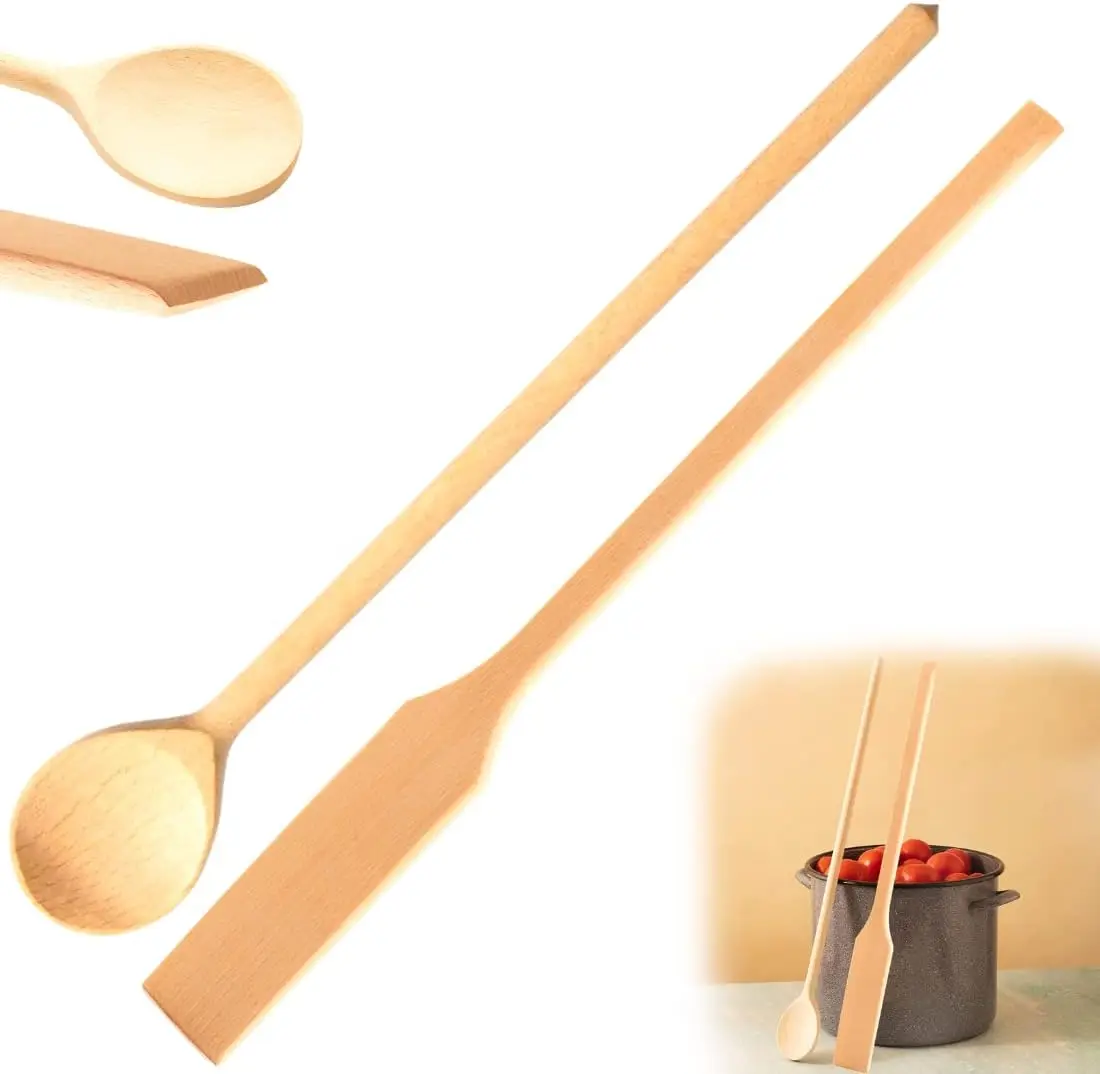 24-Inch Long Handle Beech Wood Wok Spatula and Cooking Spoon Set for Mixing in Large Pots
24-Inch Long Handle Beech Wood Wok Spatula and Cooking Spoon Set for Mixing in Large Pots
