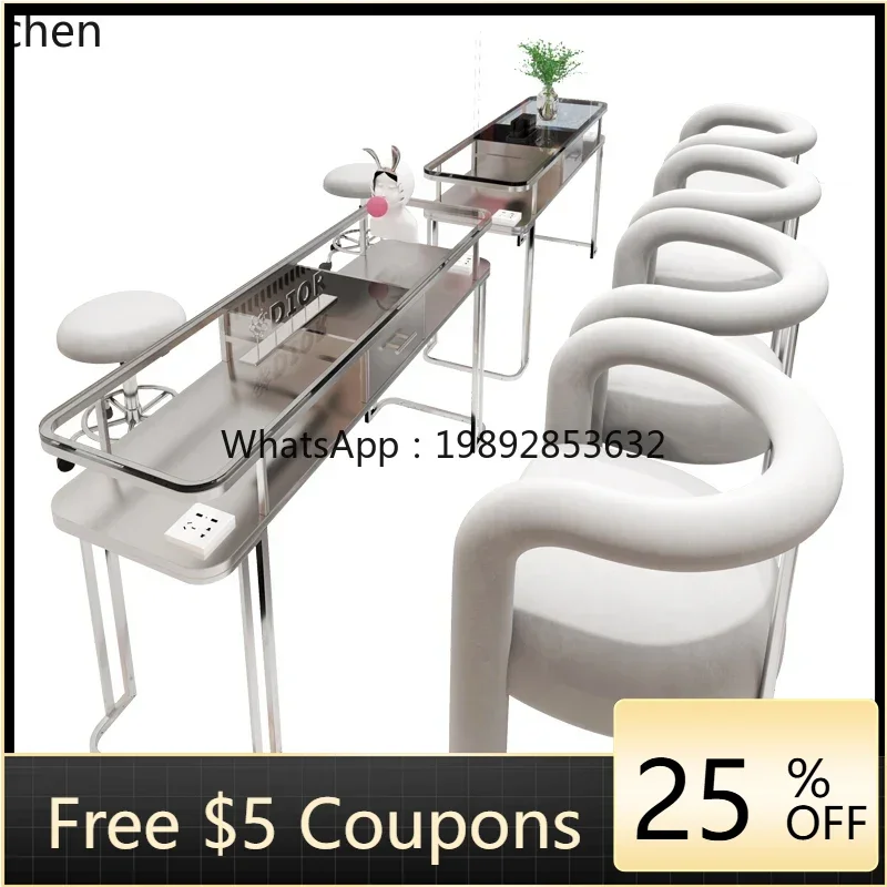 YZ glass nail art table and chair set single and double three-person rock slab paint nail art shop table and chair combination
YZ glass nail art table and chair set single and double three-person rock slab paint nail art shop table and chair combination