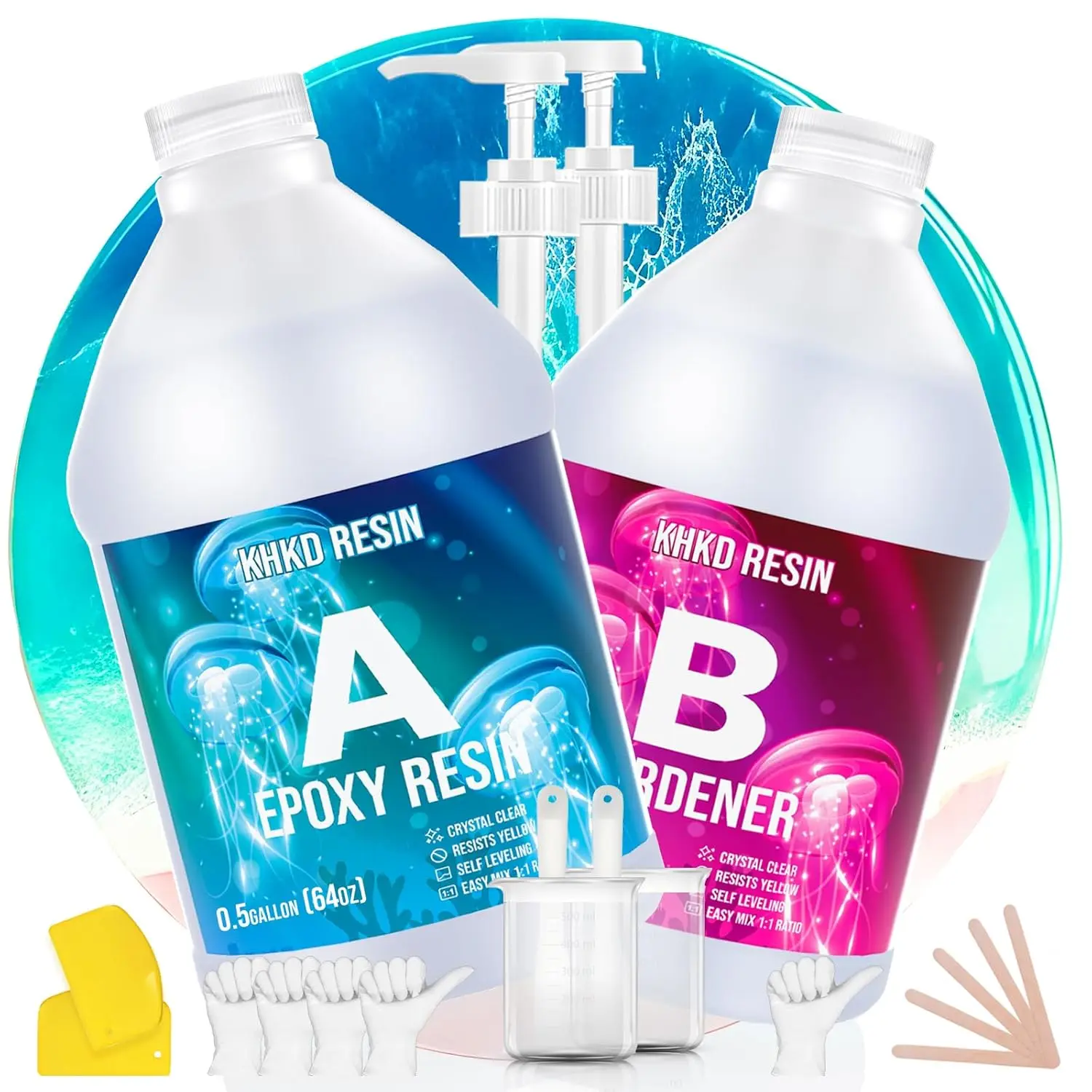 Crystal Clear Epoxy Resin Kit 1 Gallon with Self-Leveling & UV Resistance for DIY Crafts Jewelry Art Coating
Crystal Clear Epoxy Resin Kit 1 Gallon with Self-Leveling & UV Resistance for DIY Crafts Jewelry Art Coating