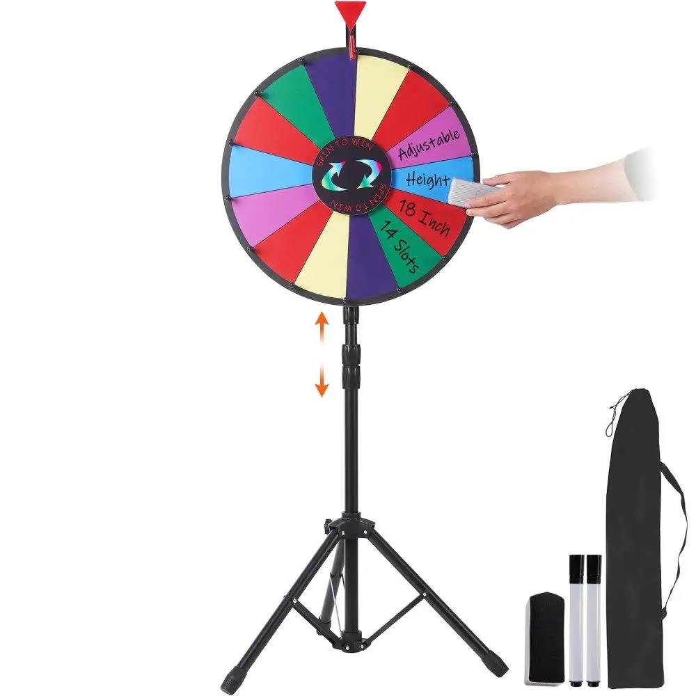 18 Inch Spinning Wheel 14 Slot Adjustable Stand Dry Erase With Storage Bag Party Pub Trade Show Carnival Game
18 Inch Spinning Wheel 14 Slot Adjustable Stand Dry Erase With Storage Bag Party Pub Trade Show Carnival Game