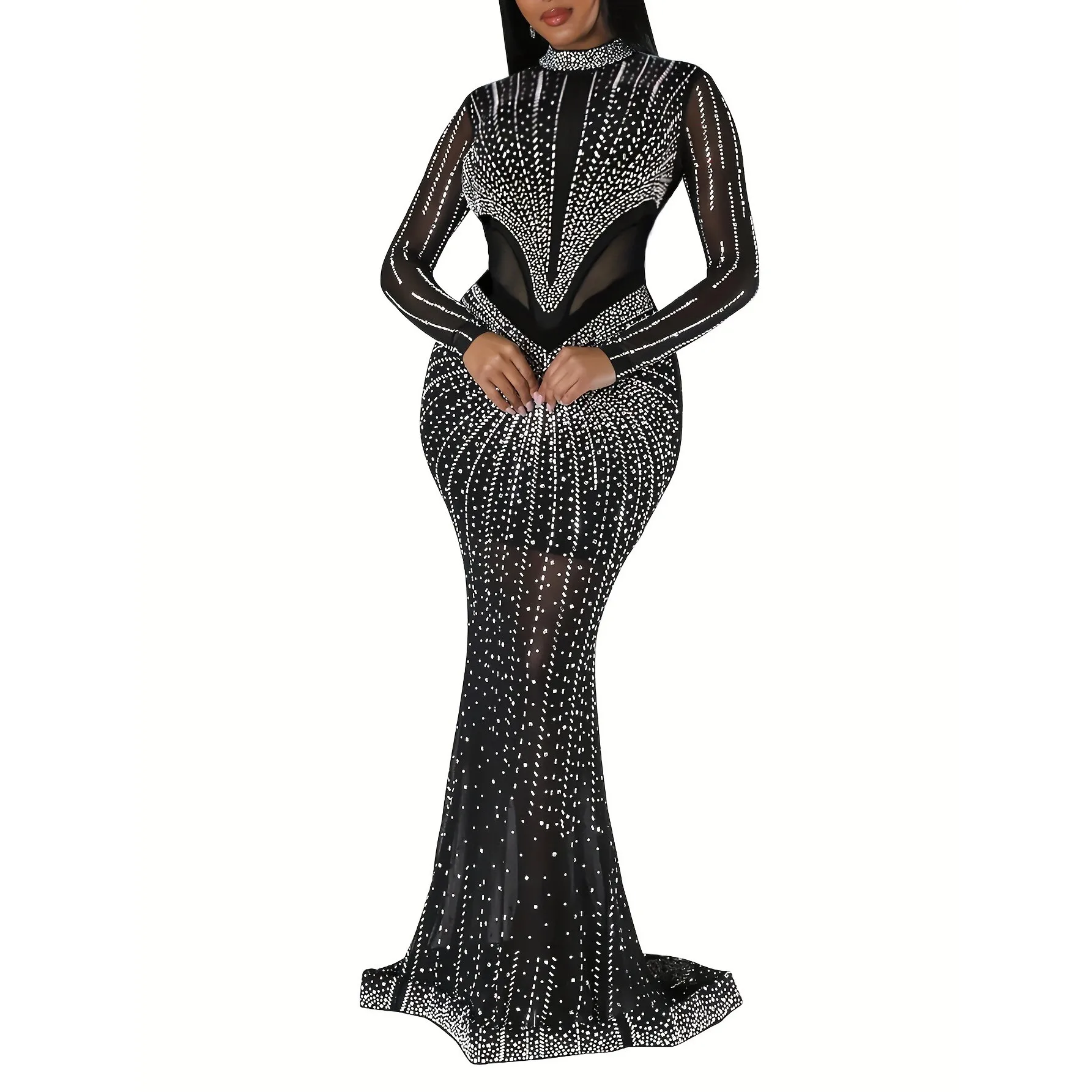 Sheer Long Sleeve Dress Transparent Mesh Gown Unisex Citywalk Style Spring Collection Full Length Women's Fashion Dress
Sheer Long Sleeve Dress Transparent Mesh Gown Unisex Citywalk Style Spring Collection Full Length Women's Fashion Dress