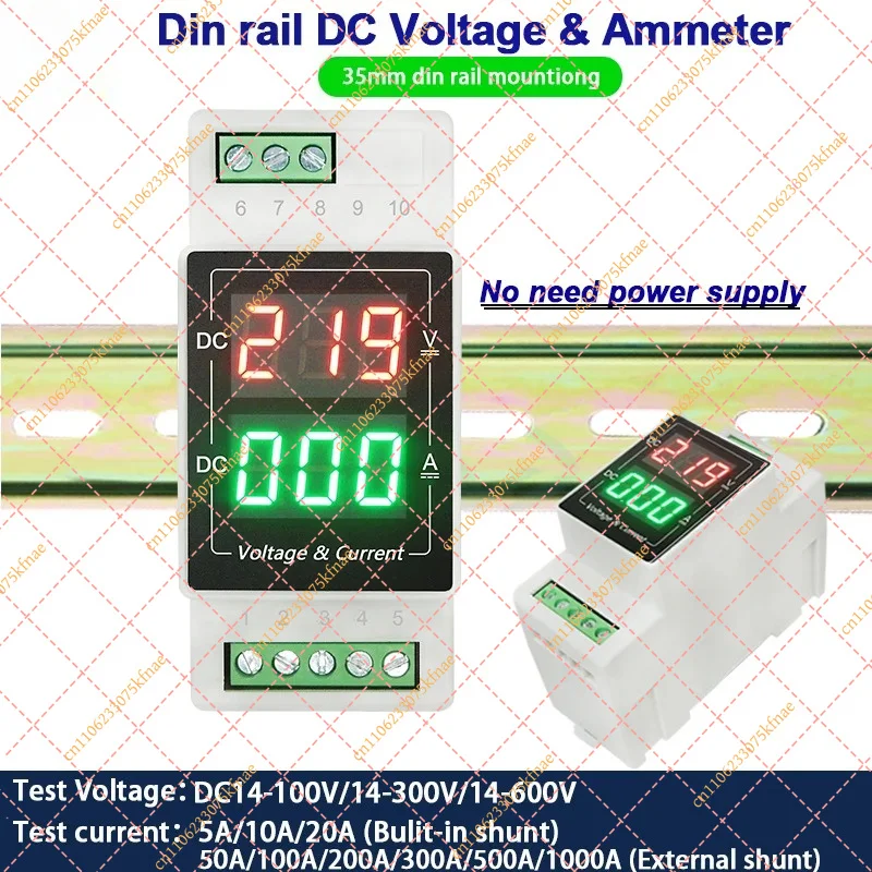 YB103VA Dual Display DC Power Monitor - Wide Range Digital Voltage Current Tester with DIN Rail Mounting
YB103VA Dual Display DC Power Monitor - Wide Range Digital Voltage Current Tester with DIN Rail Mounting