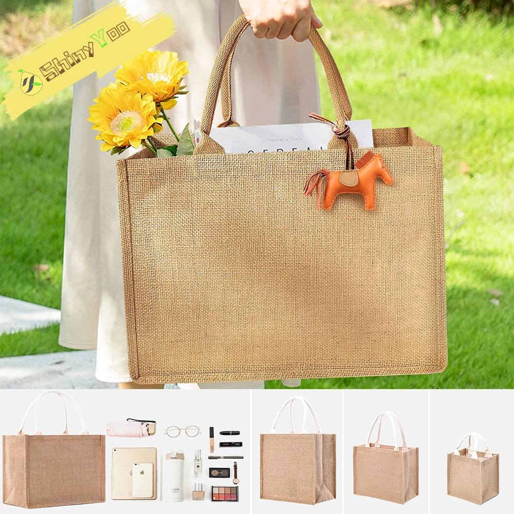 Jute Tote Bag Reusable, Burlap Beach Bags, Sturdy Base Gym Shopping Travel Bag, Embroidery DIY Art Crafts Print Decoration
Jute Tote Bag Reusable, Burlap Beach Bags, Sturdy Base Gym Shopping Travel Bag, Embroidery DIY Art Crafts Print Decoration
