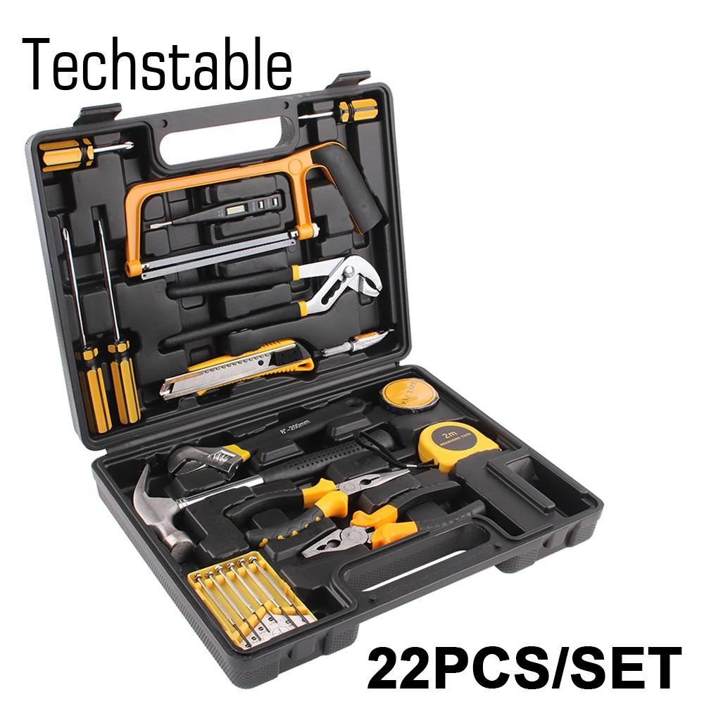 TECHSTABLE 22PCS Multifunctional hardware toolbox for household High quality manual tool set General Household Hand Tool Set
TECHSTABLE 22PCS Multifunctional hardware toolbox for household High quality manual tool set General Household Hand Tool Set