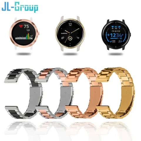 18mm 20mm 22mm Stainless Steel Strap For Garmin Vivoactive 3 4 4S 5 6 Band Watch Venu 2 2S 3S SQ Forerunner 245 Metal Bracelet