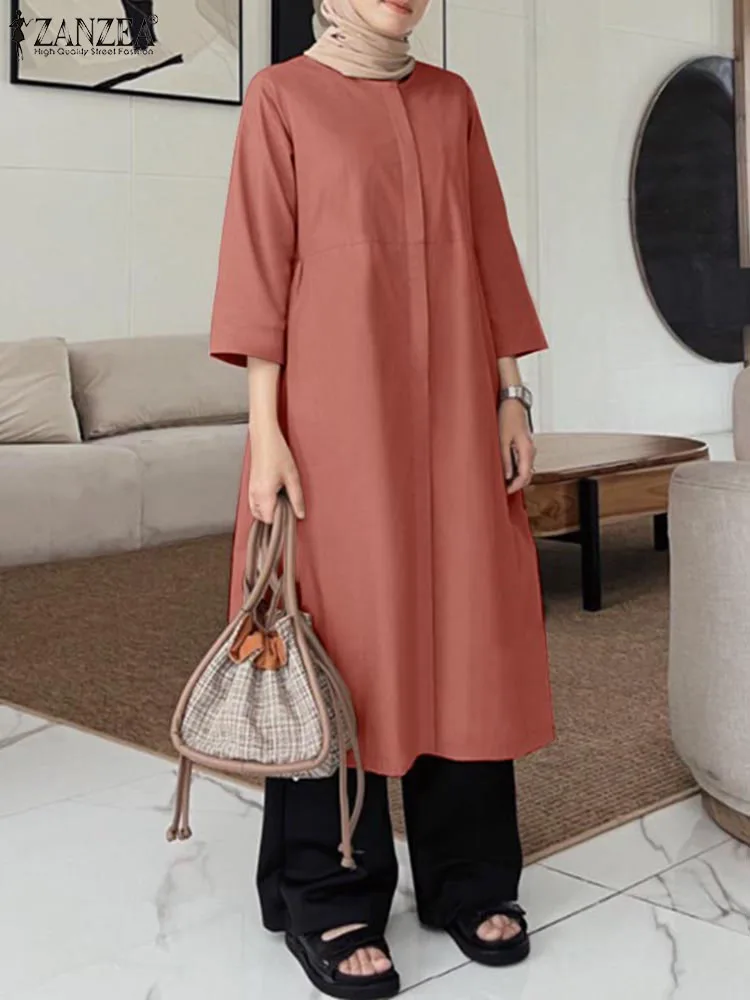 Elegant 3/4 Sleeve Muslim Blouse ZANZEA Summer Fashion Long Shirt Women Casual Loose Solid Abaya Hijab Tops Islamic Clothing
Elegant 3/4 Sleeve Muslim Blouse ZANZEA Summer Fashion Long Shirt Women Casual Loose Solid Abaya Hijab Tops Islamic Clothing