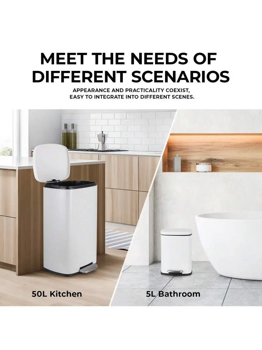 Stainless Steel Step Trash Can Set 50L Kitchen And 5L Bathroom Foot Pedal Garbage Bin
Stainless Steel Step Trash Can Set 50L Kitchen And 5L Bathroom Foot Pedal Garbage Bin