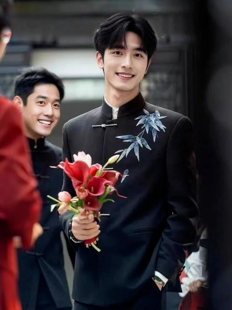 New Chinese Sle Men's Suit Autumn High Sensation Engagement Bamboo Le Embroidery oulder Pad Tang Suit Western Dr
New Chinese Sle Men's Suit Autumn High Sensation Engagement Bamboo Le Embroidery oulder Pad Tang Suit Western Dr