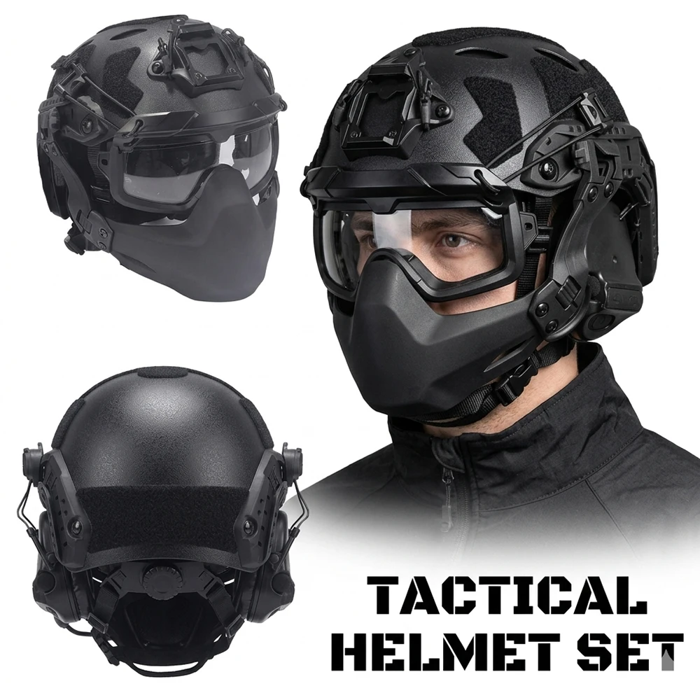 Tactical PJ FAST Helmet Set with Mask Goggles NVG Model Fast Protection Helmet Set For Outdoor Hunting CS Paintball Shooting
Tactical PJ FAST Helmet Set with Mask Goggles NVG Model Fast Protection Helmet Set For Outdoor Hunting CS Paintball Shooting
