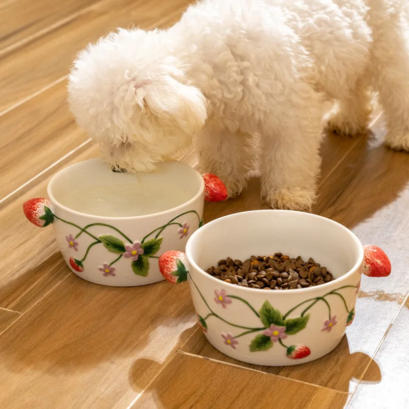 3D Embossed Strawberry Ceramic Cat Bowl, Large Capacity Pet Feeding Dish, Anti-Slip Double Handle Dog Water Bowl, Easy Clean
3D Embossed Strawberry Ceramic Cat Bowl, Large Capacity Pet Feeding Dish, Anti-Slip Double Handle Dog Water Bowl, Easy Clean