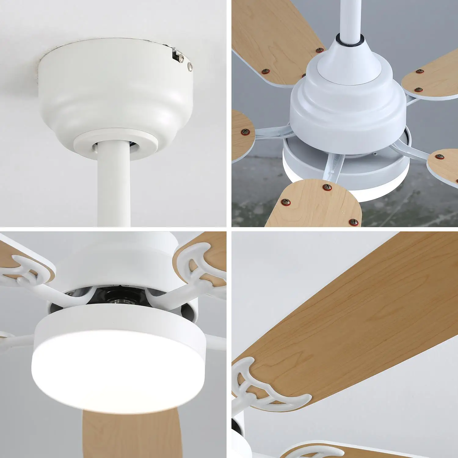 52-Inch Modern Indoor Ceiling Fan with Remote Control, Reversible DC Motor, 5 Blades, Dimmable Light & 6 Speeds
52-Inch Modern Indoor Ceiling Fan with Remote Control, Reversible DC Motor, 5 Blades, Dimmable Light & 6 Speeds