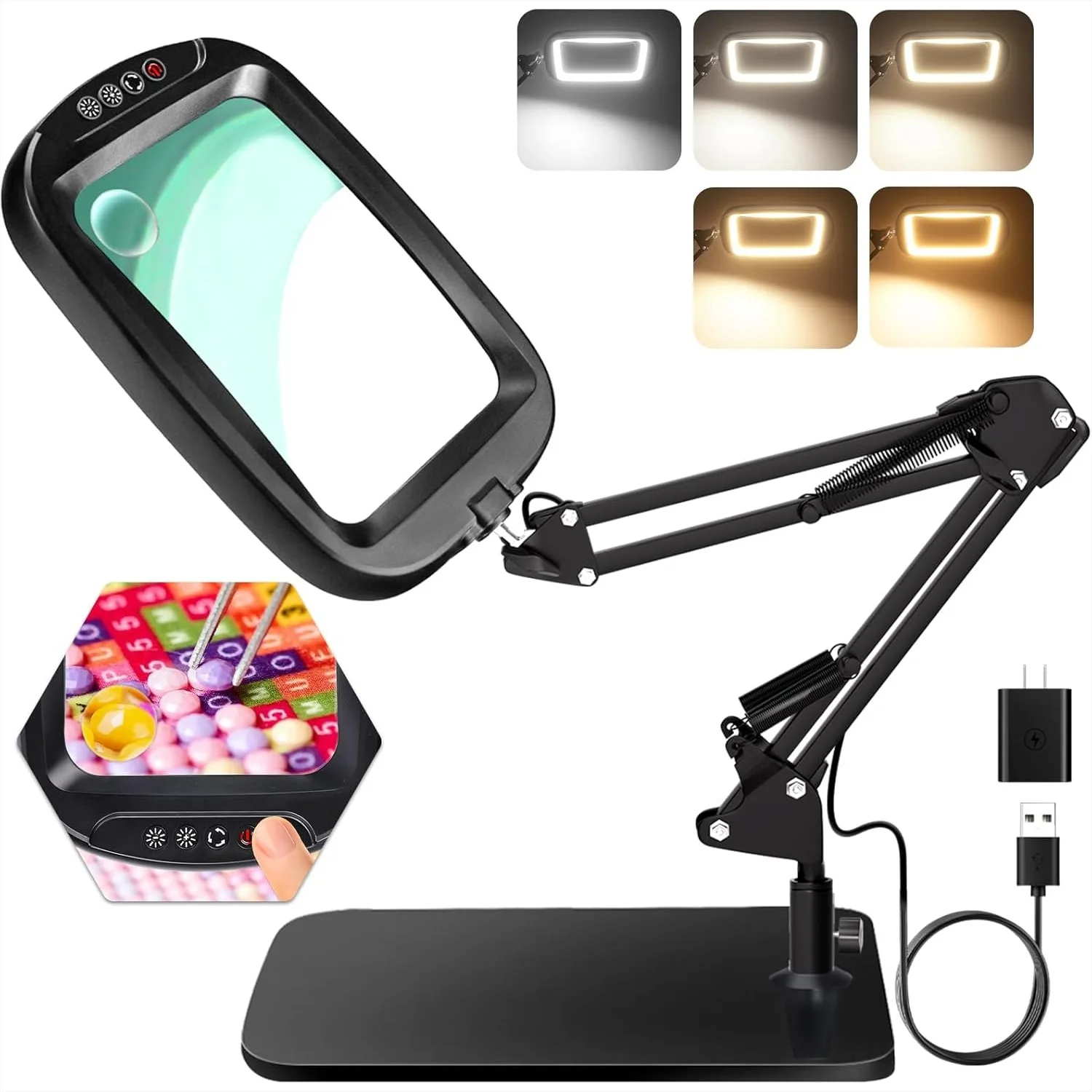Extra Large Magnifying Glass with Light and Stand, 7-Inch Lighted Magnifier, 5 Color Modes Stepless Dimmable Rectangle
Extra Large Magnifying Glass with Light and Stand, 7-Inch Lighted Magnifier, 5 Color Modes Stepless Dimmable Rectangle