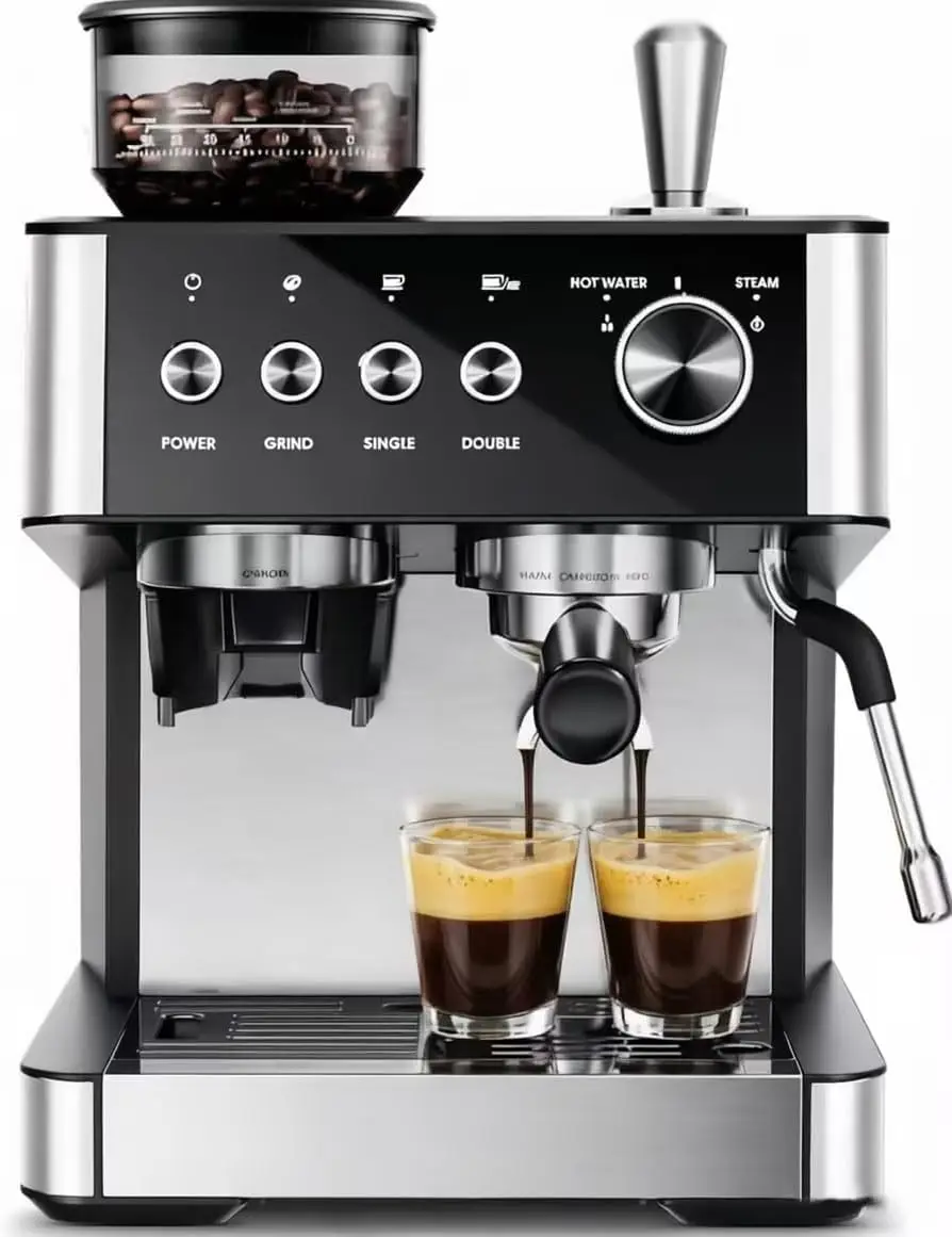 Espresso Machines with Grinder, 20 Bar Professional Espresso Maker with Removable Water Tank, Hot Water Function,Milk Frother St
Espresso Machines with Grinder, 20 Bar Professional Espresso Maker with Removable Water Tank, Hot Water Function,Milk Frother St