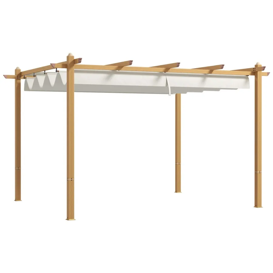 10' x 10' Retractable Pergola Canopy Wood Grain Aluminum Pergola Outdoor Sun Shade Shelter for Grill Garden Patio Backyard Dec
10' x 10' Retractable Pergola Canopy Wood Grain Aluminum Pergola Outdoor Sun Shade Shelter for Grill Garden Patio Backyard Dec