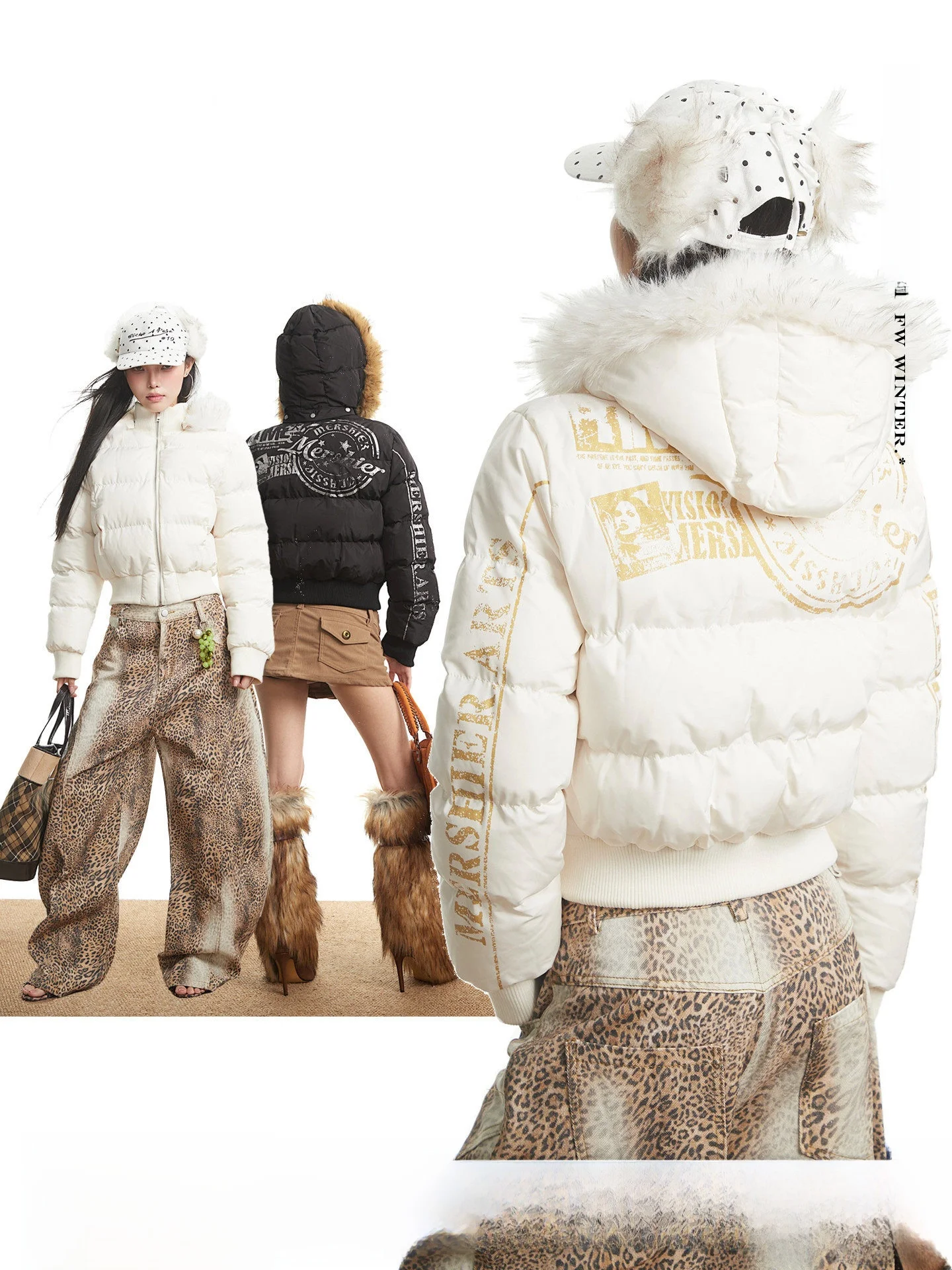 UNCMHISEX White Printed ort down Jaet Women's Autumn Winter Slimming Thi Warm Top Fur Collar Quilted Zipper Closure
UNCMHISEX White Printed ort down Jaet Women's Autumn Winter Slimming Thi Warm Top Fur Collar Quilted Zipper Closure