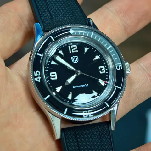 Watchdives WD50Q 38mm Watch Stainless Stee VH31 Sweep Seconds Quartz  Movement Men Watches Bubble Sapphire Luminous Waterproof