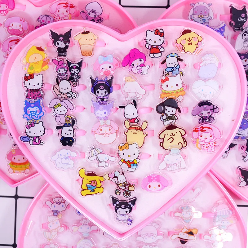 36Pcs Cartoon Sanrio Ring Set Kawaii Hellokitty Cinnamoroll Mymelody Kids Ring with Heart Shape Box Girls Ring Toy Party Gift
36Pcs Cartoon Sanrio Ring Set Kawaii Hellokitty Cinnamoroll Mymelody Kids Ring with Heart Shape Box Girls Ring Toy Party Gift