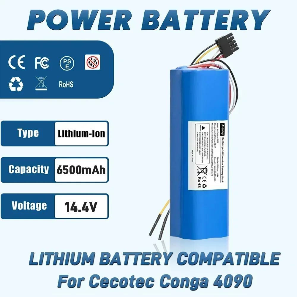 14.4V Original Li-ion Battery for CECOTEC CONGA 4090 4490 4590 4690 Robot Vacuum Cleaner 18650.00 12800mAh battery Pack
14.4V Original Li-ion Battery for CECOTEC CONGA 4090 4490 4590 4690 Robot Vacuum Cleaner 18650.00 12800mAh battery Pack