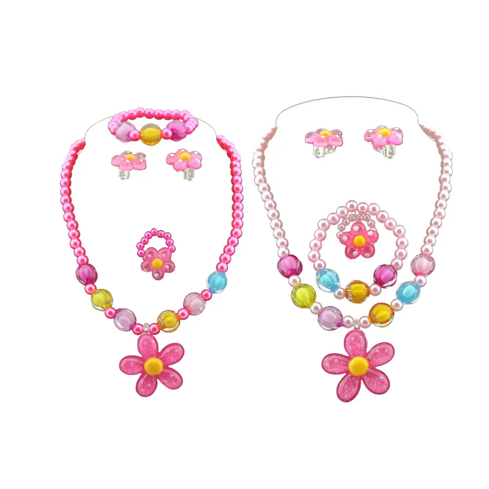 Plastic Floral Jewelry Set for Girls 2 Sets Kids Bracelets Necklaces Flower Shape Accessories Party Favor Toys
Plastic Floral Jewelry Set for Girls 2 Sets Kids Bracelets Necklaces Flower Shape Accessories Party Favor Toys