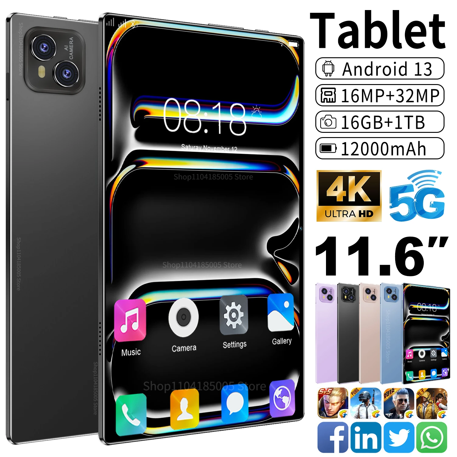 2024 Original Global Version Tablet 11.6 inch HD 4K Android 13 16GB+1T 12000mAh 5G Dual SIM Phone Call WiFi GPS Tablet
2024 Original Global Version Tablet 11.6 inch HD 4K Android 13 16GB+1T 12000mAh 5G Dual SIM Phone Call WiFi GPS Tablet