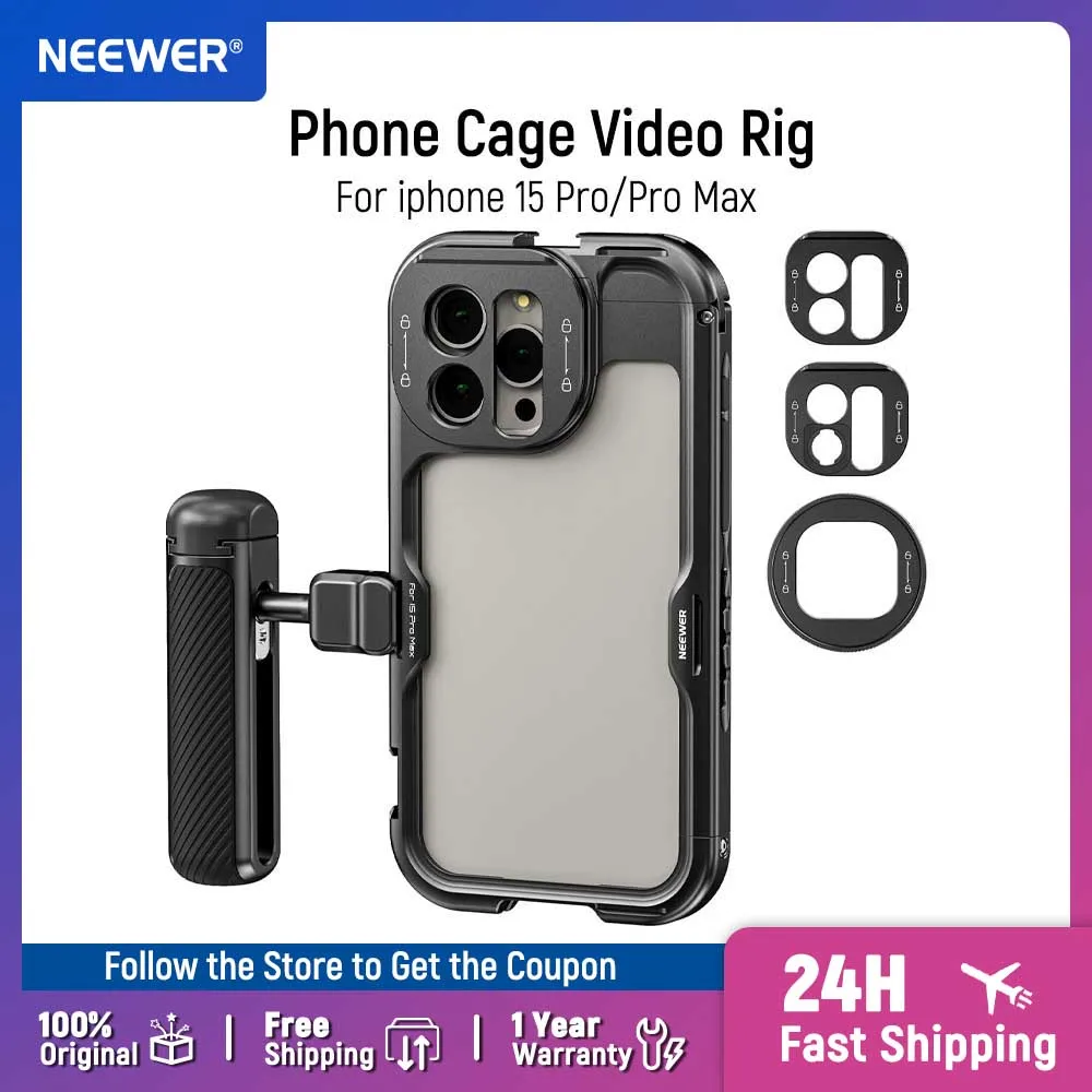 NEEWER 2nd Gen Phone Cage Video Rig Phone Stabilizer with Quick Release Side Handle Compatible with Iphone 15 Pro/15 ProMax
NEEWER 2nd Gen Phone Cage Video Rig Phone Stabilizer with Quick Release Side Handle Compatible with Iphone 15 Pro/15 ProMax