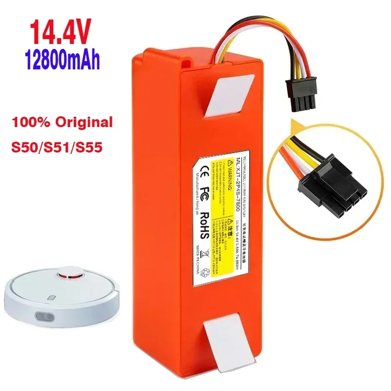14.4V 12800mAh BRR-2P4S-5200S Robotic Vacuum Cleaner Replacement Battery For Xiaomi Roborock S55 S60S65 S50 S51 S5 MAX S6 Parts
14.4V 12800mAh BRR-2P4S-5200S Robotic Vacuum Cleaner Replacement Battery For Xiaomi Roborock S55 S60S65 S50 S51 S5 MAX S6 Parts