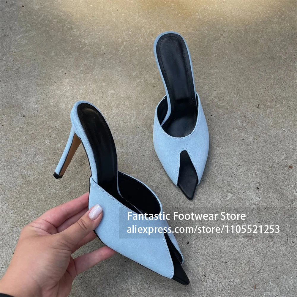 Light Blue Suede Pointed Toe Mule Heels Split Peep Toe Slip On Stiletto High Heels Elegant Party Dress Casual Shoes for Ladies
Light Blue Suede Pointed Toe Mule Heels Split Peep Toe Slip On Stiletto High Heels Elegant Party Dress Casual Shoes for Ladies