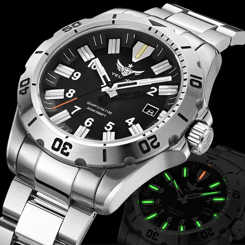 YELANG V1036S 42mm hommes montre à Quartz lumineux 10 ans Lithium suisse RONDA 715-Li mouvement 30ATM 300m étanche Style militaire