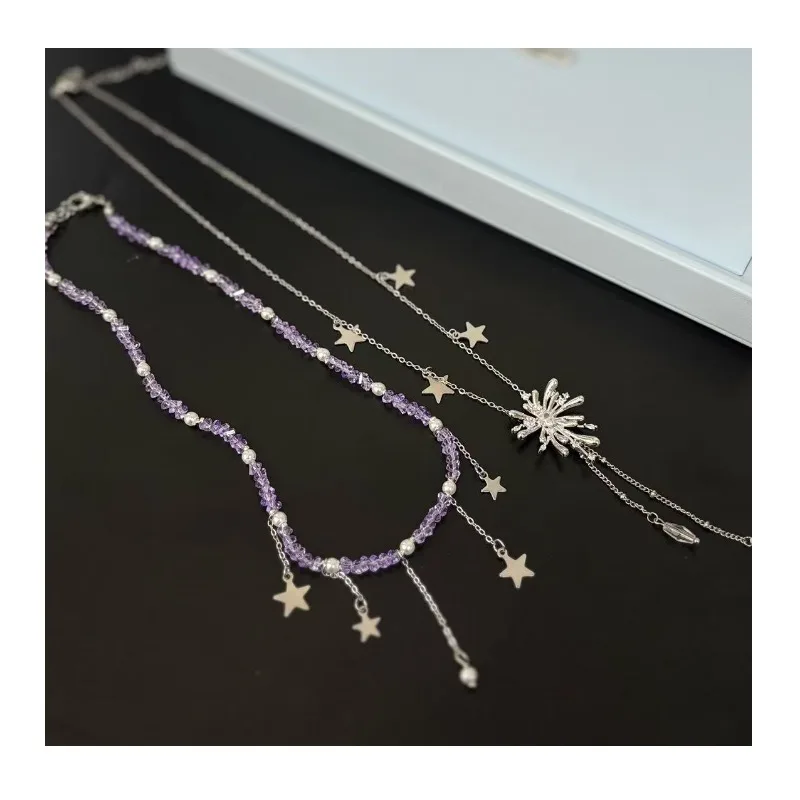 Super Immortal Girl Star Fireworks Purple Crystal Beaded Tassel Necklace Female Niche Double Layer Pentagram Collarbone Chain Ti
Super Immortal Girl Star Fireworks Purple Crystal Beaded Tassel Necklace Female Niche Double Layer Pentagram Collarbone Chain Ti