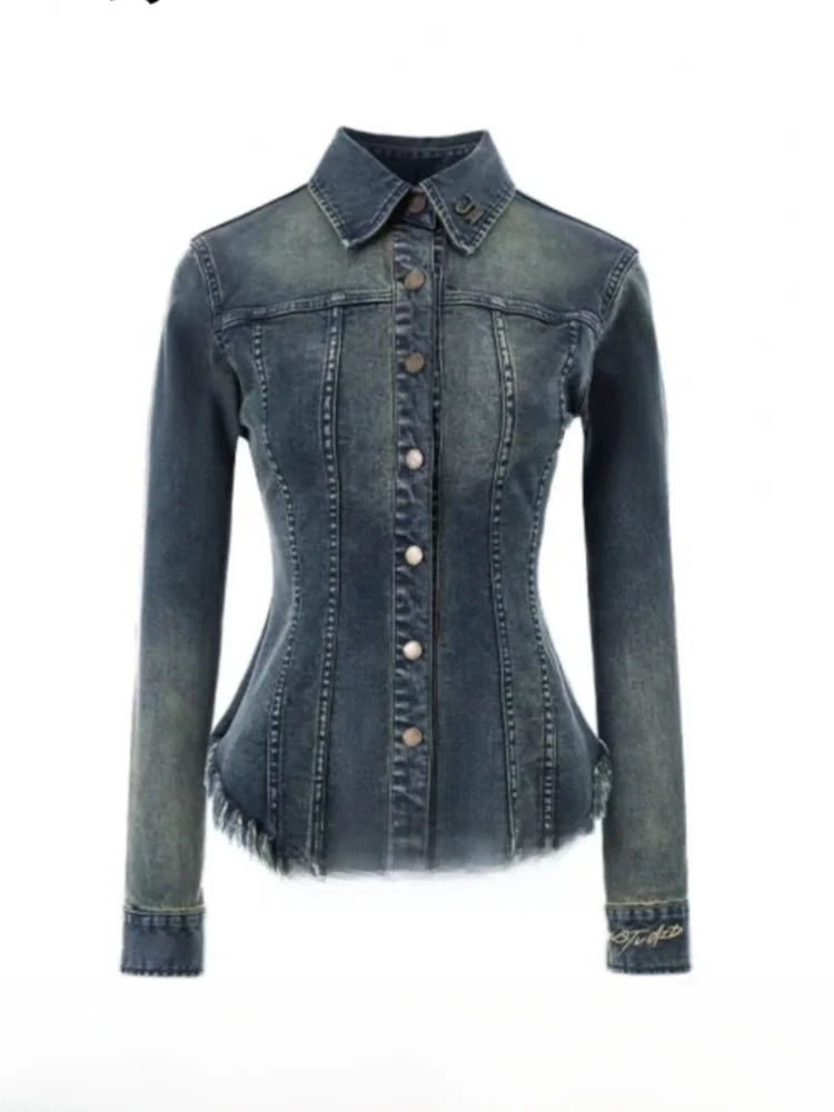 Облегающие джинсовые джинсы irt Jaet, женские весенне-осенние отложные воротники и пуговицы, длинные украшения из смолы, кисточки
Облегающие джинсовые джинсы irt Jaet, женские весенне-осенние отложные воротники и пуговицы, длинные украшения из смолы, кисточки