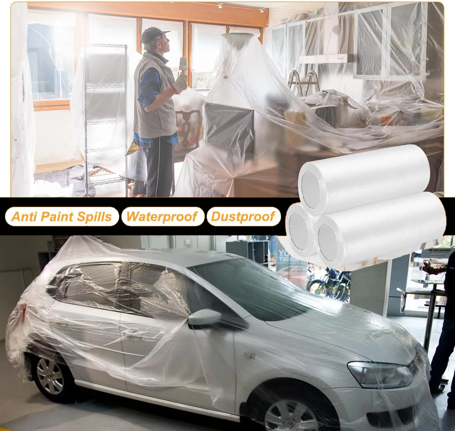Masking Film Painters Plastic Sheeting Film Car Paint Masking Film Auto Painting Covering Wall Furniture Painting Protection
Masking Film Painters Plastic Sheeting Film Car Paint Masking Film Auto Painting Covering Wall Furniture Painting Protection