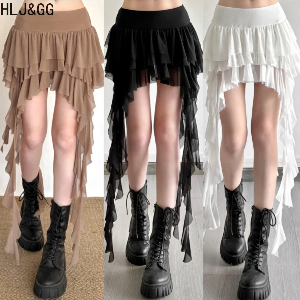 HLJ&GG Sweet Summer Mesh Irregular Skirts Women High Waisted Solid Ruffle Mini Skirts Fashion Female Design Bottoms Streetwear
HLJ&GG Sweet Summer Mesh Irregular Skirts Women High Waisted Solid Ruffle Mini Skirts Fashion Female Design Bottoms Streetwear