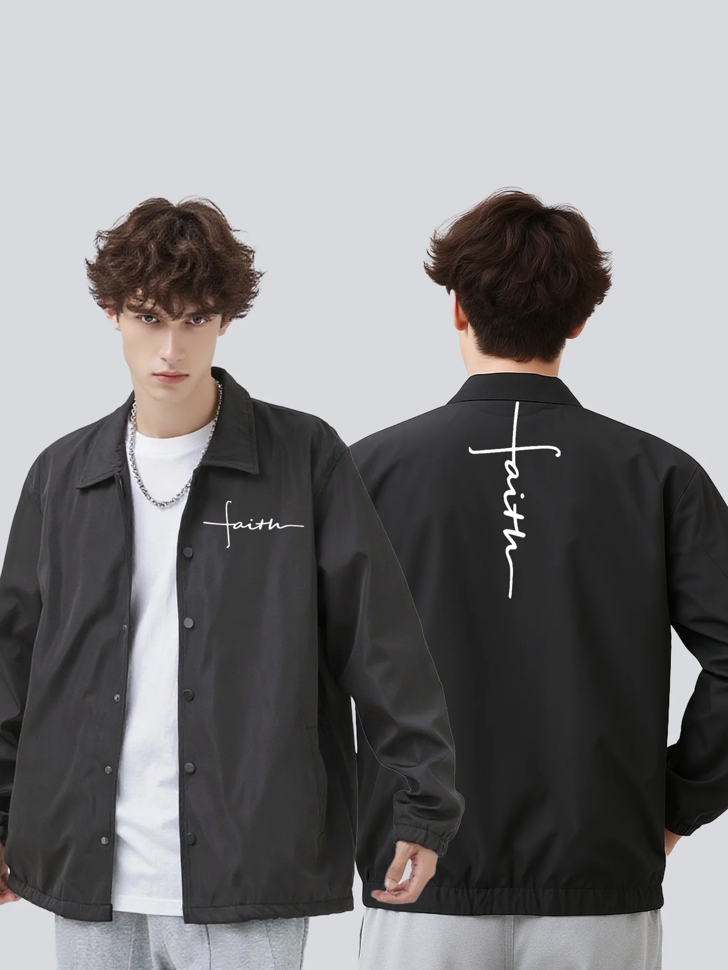 A casual look~ European and American loose lapel jacket with simple heat transfer design versatile and suitable for everyone
A casual look~ European and American loose lapel jacket with simple heat transfer design versatile and suitable for everyone