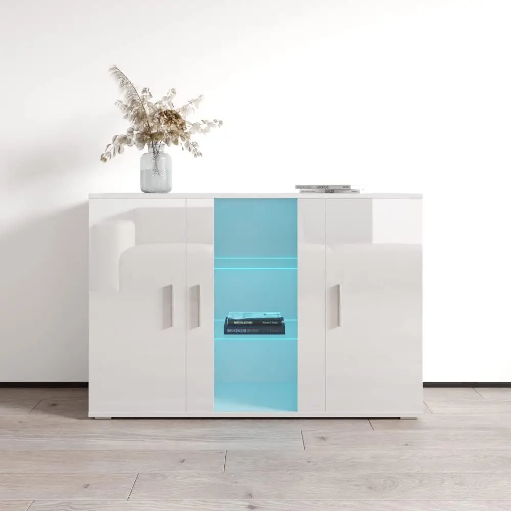 Modern 3D Ular Sideboard with 3 Doors & LED Lights - Durable Wood Table for Living Room or Dining Area, Up to 47 - White
Modern 3D Ular Sideboard with 3 Doors & LED Lights - Durable Wood Table for Living Room or Dining Area, Up to 47 - White