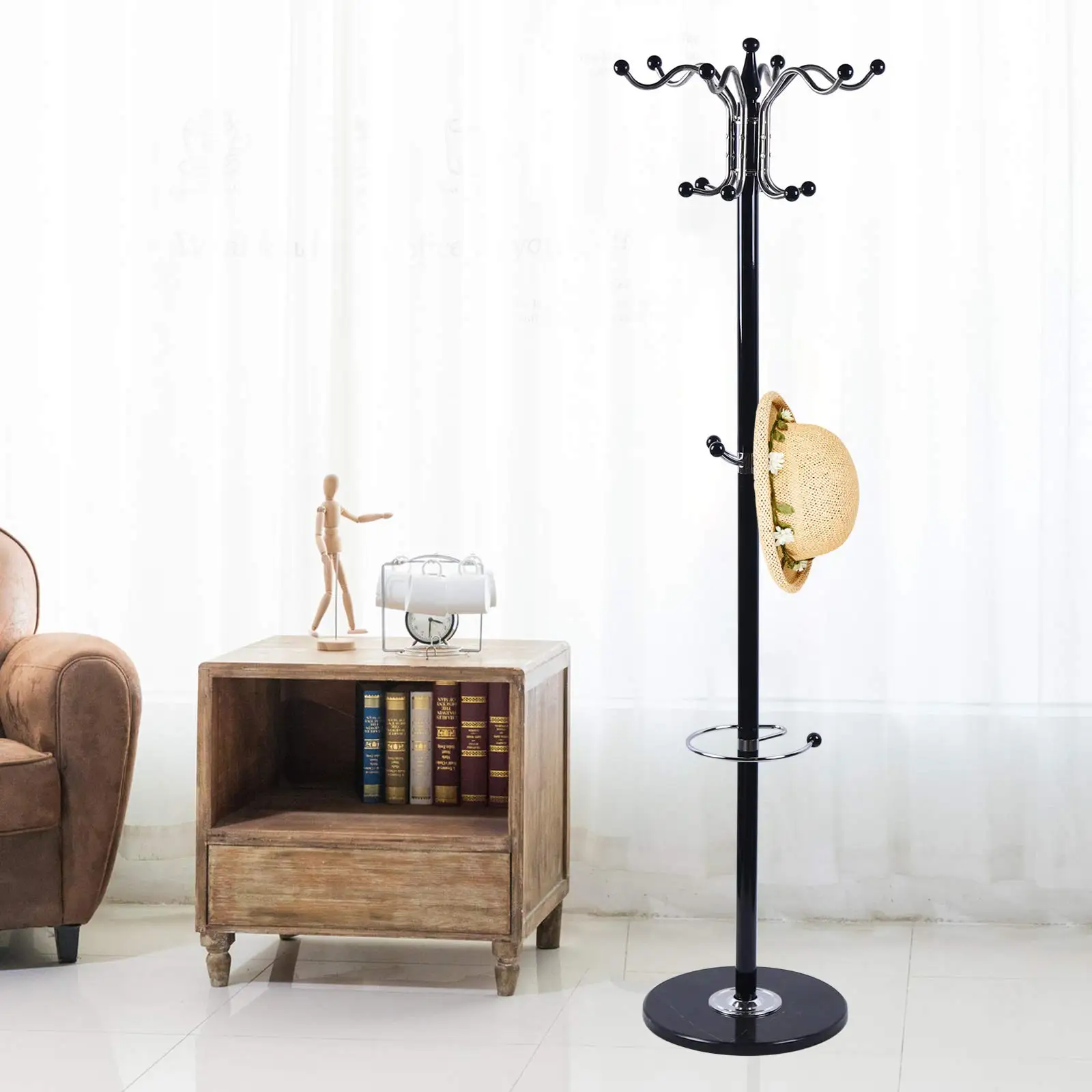 67" Metal Coat Rack Stand with Natural Marble Base, Free Standing Hall Tree with 16 Hooks for Hanging Scarf, Bag, Jacket, Home E 
67" Metal Coat Rack Stand with Natural Marble Base, Free Standing Hall Tree with 16 Hooks for Hanging Scarf, Bag, Jacket, Home E