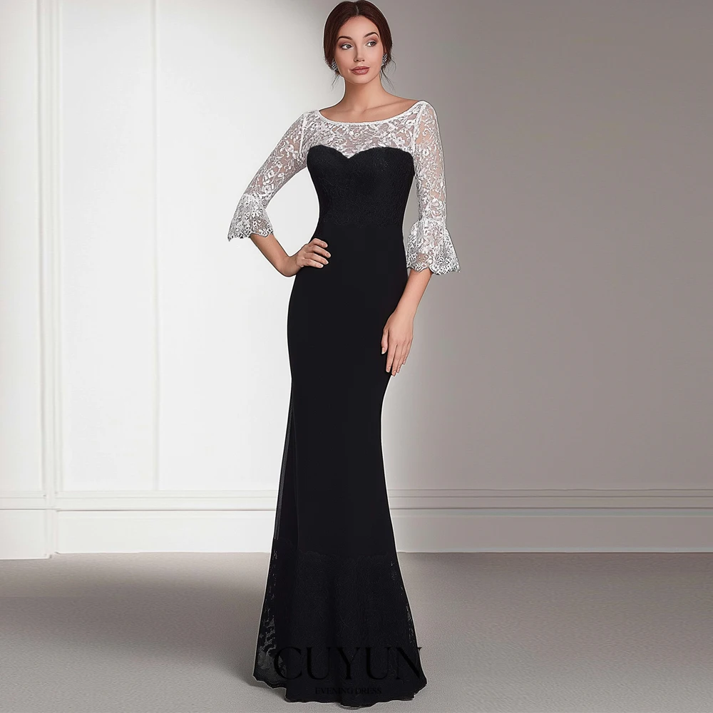 CUYUN 2025 Formal Mermaid Evening Dresses Scoop Collar Lace Sleeves Party Gown Customized Women Special Occasion Gown
CUYUN 2025 Formal Mermaid Evening Dresses Scoop Collar Lace Sleeves Party Gown Customized Women Special Occasion Gown