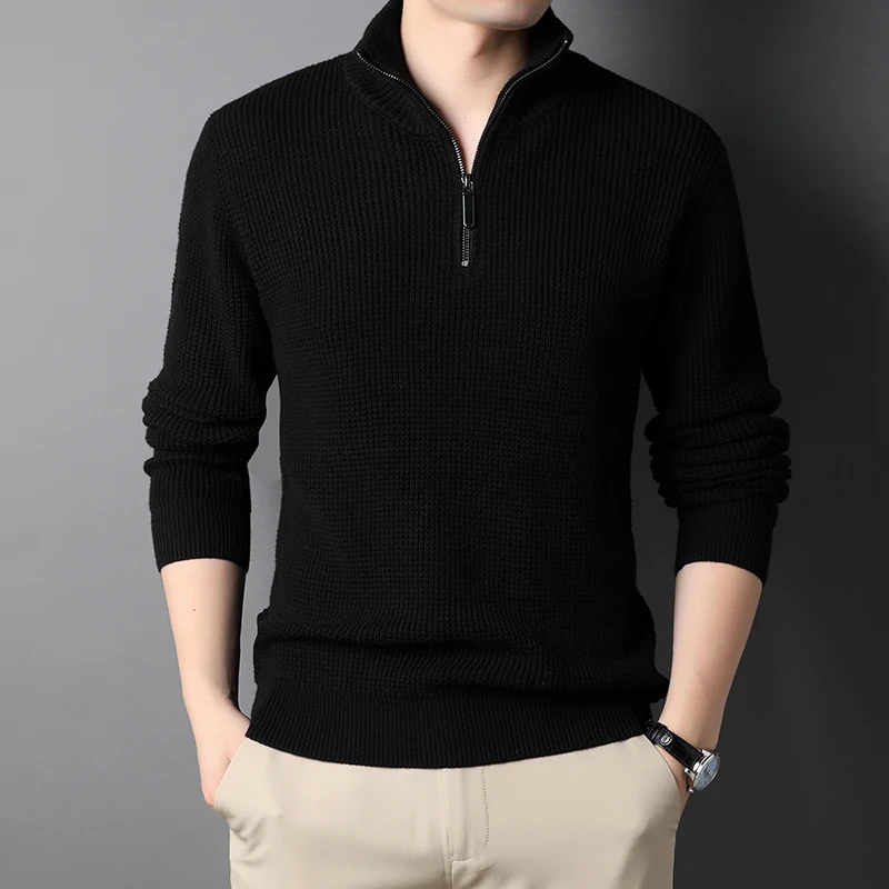 Zipper Turtleneck Mens Sweater Spring Autumn Solid Color Knitted Sweater Male High Quality Casual Pullover Man Sweaters
Zipper Turtleneck Mens Sweater Spring Autumn Solid Color Knitted Sweater Male High Quality Casual Pullover Man Sweaters