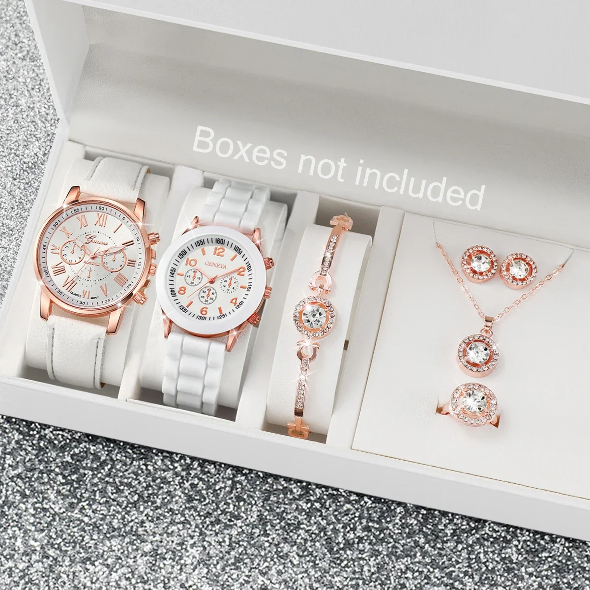 7 Pcs/Set Female Watch Combination Set Hot New Creative Fashionable Leather Watch Silicone Watch Jewelry Set Box Not Included
7 Pcs/Set Female Watch Combination Set Hot New Creative Fashionable Leather Watch Silicone Watch Jewelry Set Box Not Included