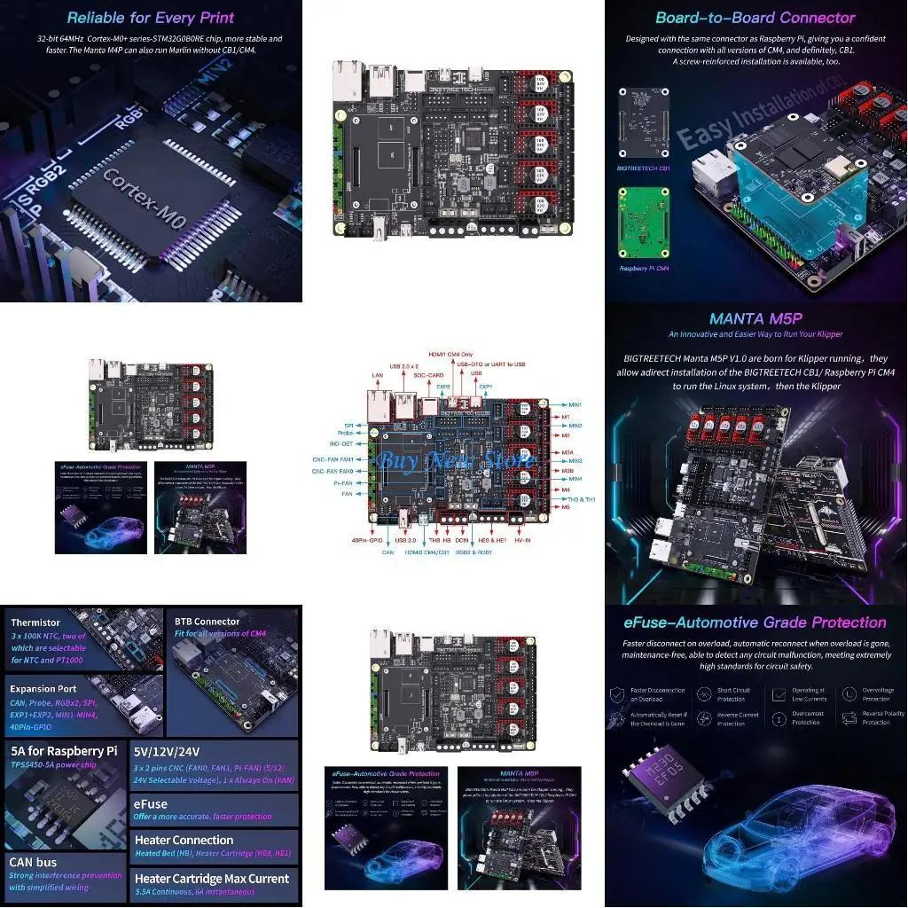 20ce Manta M5P v1.0 32 -битная интегрированная плата управления материнскими платами для CB1 -принтер
20ce Manta M5P v1.0 32 -битная интегрированная плата управления материнскими платами для CB1 -принтер