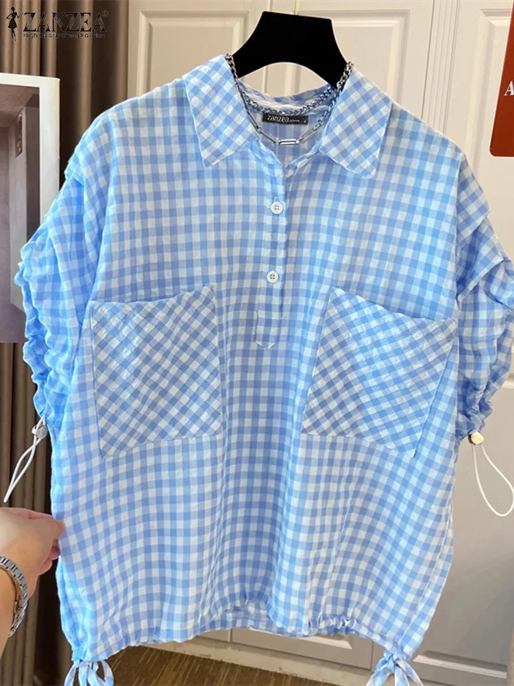 ZANZEA Fashion Short Sleeve Tops Women Plaid Printed Shirts Casual Loose Shirt Collar Tunics Korean 2025 Summer Pockets Tunics
ZANZEA Fashion Short Sleeve Tops Women Plaid Printed Shirts Casual Loose Shirt Collar Tunics Korean 2025 Summer Pockets Tunics