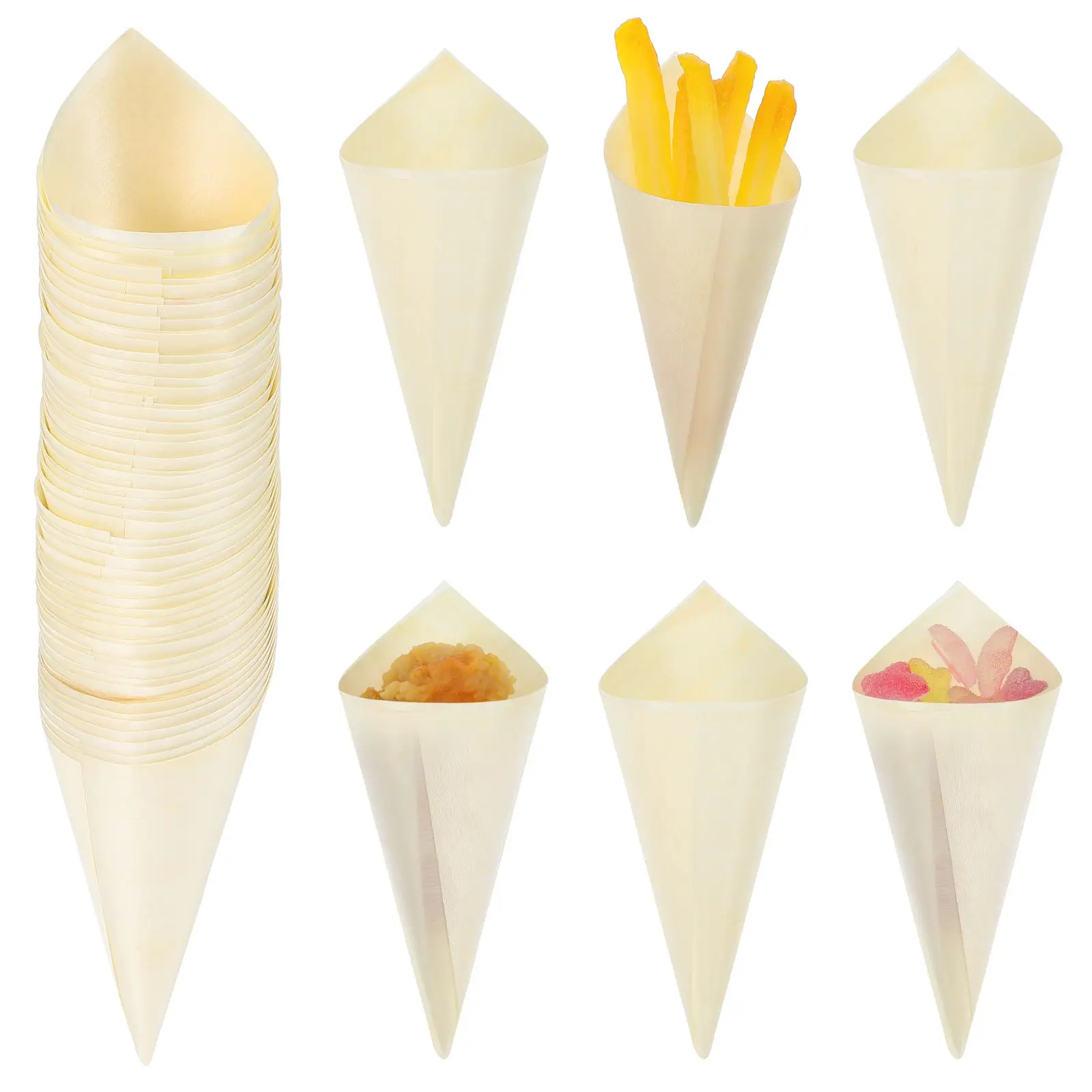100 Pcs Wooden Veneer Cones 12 7x5 1cm Disposable Food Cones for Ice Cream Desserts Snacks Catering Parties Restaurants
100 Pcs Wooden Veneer Cones 12 7x5 1cm Disposable Food Cones for Ice Cream Desserts Snacks Catering Parties Restaurants