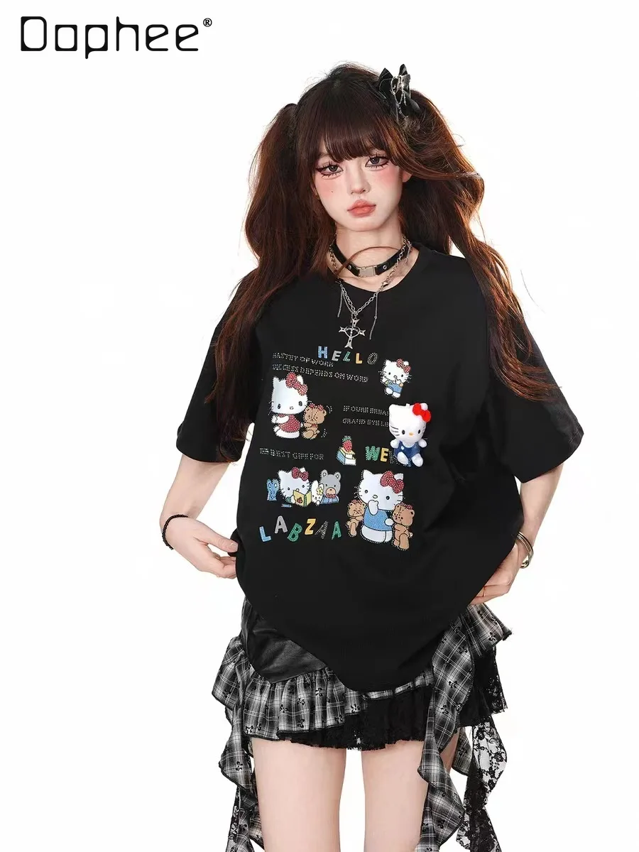 Fashion 2025 New Korean Version Cartoon Print Cute Round Neck Loose Short-sleeved T-shirt Women's Tops Spring Summer
Fashion 2025 New Korean Version Cartoon Print Cute Round Neck Loose Short-sleeved T-shirt Women's Tops Spring Summer