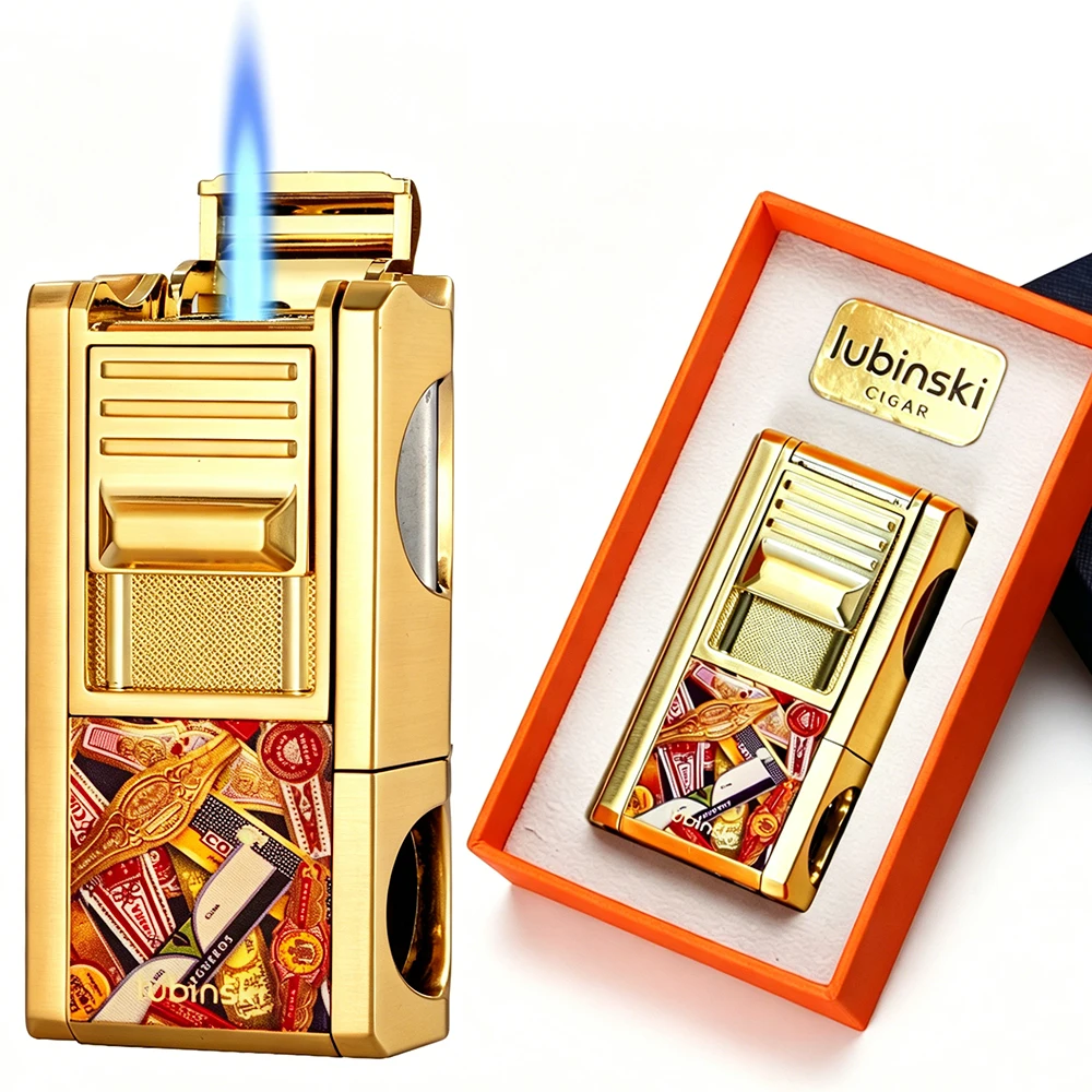 Lubinski Butane Cigar Lighter V Cutter Metal Gas Torch Lighters Blue Flame 1 Jet Portable Cigar Ignition Tool
Lubinski Butane Cigar Lighter V Cutter Metal Gas Torch Lighters Blue Flame 1 Jet Portable Cigar Ignition Tool